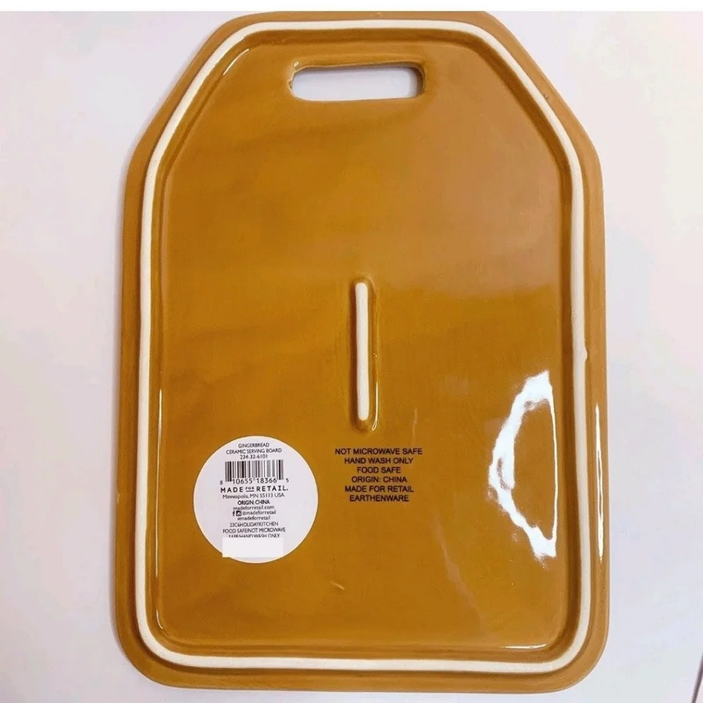 Ceramic Gingerbread House Cutting Board Tan Neutral Color